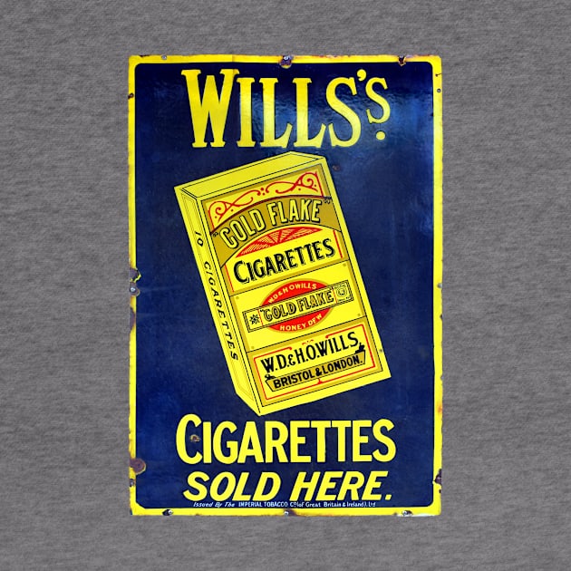 Wills Cigarettes vintage enamel advertising sign by JonDelorme